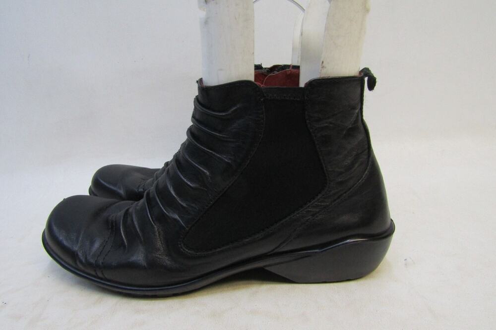 ROMIKA Womens Size 40 EUR Black Leather Slouch Zip Ankle Fashion Boots